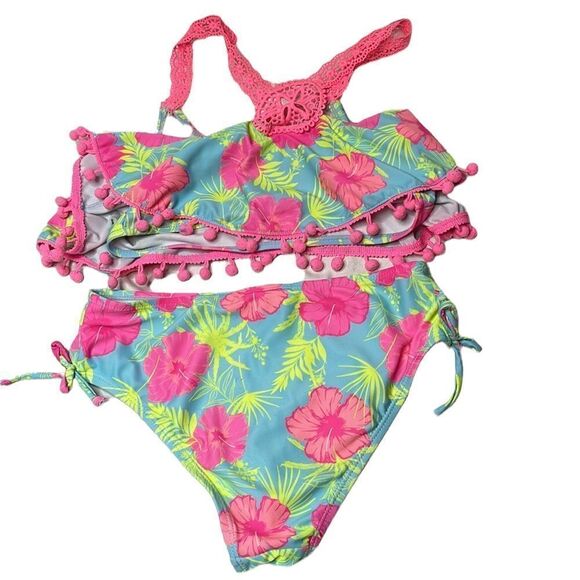 Girl’s Nicole Miller Tankini Two Piece Bathing Suit. Size L (12). - Picture 6 of 8